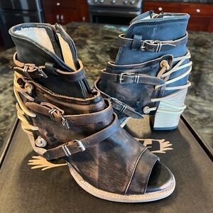 Freebird by Steven Black and Brown Heeled Boots 8 New In Box